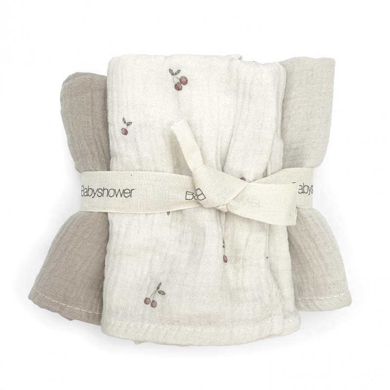 Set di 3 mini mussole Cherries – Babyshower